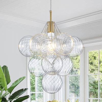 Yader 1-Light Dimmable Bubble Chandelier With Swirled Glass Globe (Bulb Included)