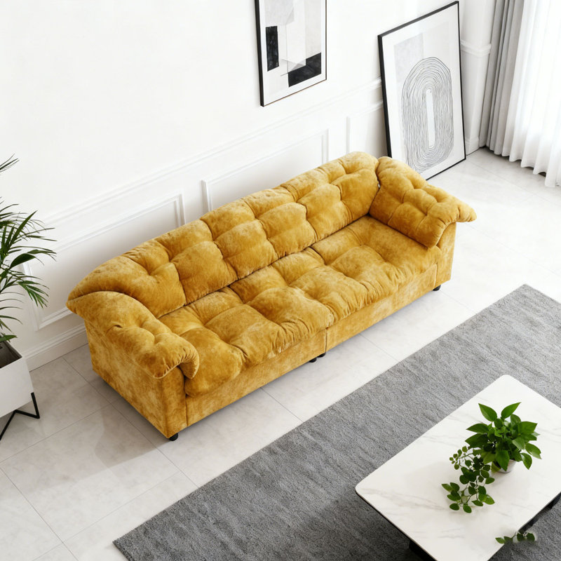 Canapé rembourré moelleux 94,8 po, Jaune