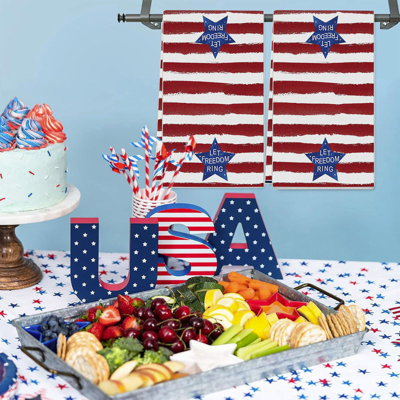 America Flag Gnome Kitchen Towel, Hanging Hand Towel For Independence Day Bathroom Home Decor, 23.6x15.7in Multicolor, C
