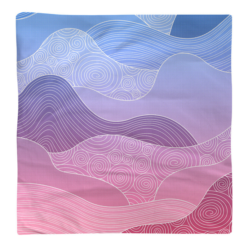 Serviette de coton à ondulations à la main, H 0,1 po x l 10 po x P 10 po, Bleu / Rose, Sergé de coton
