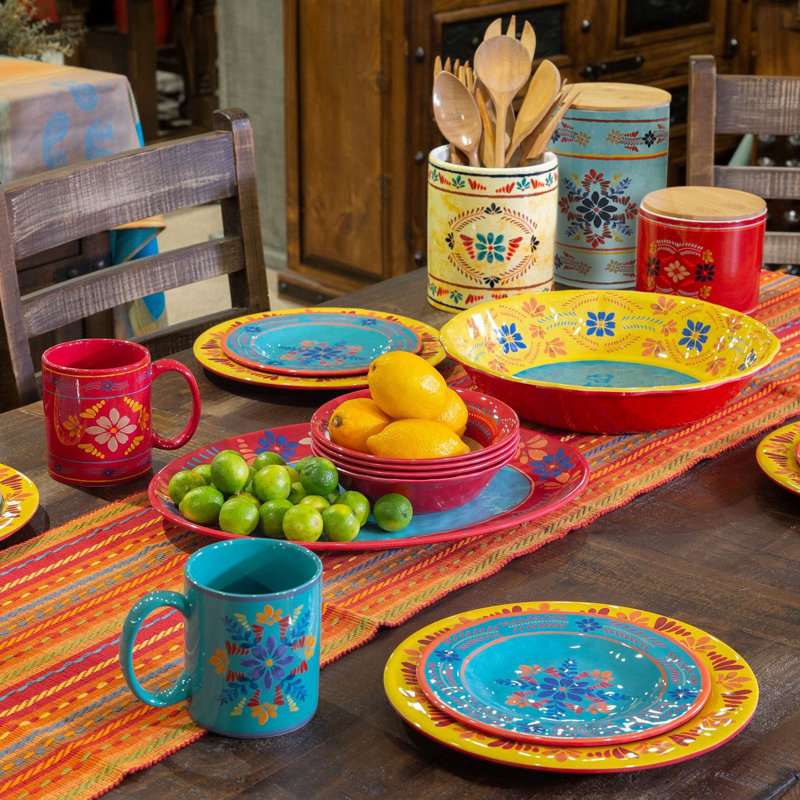 Service de table 14 pièces Talavera Western Floral Melamine