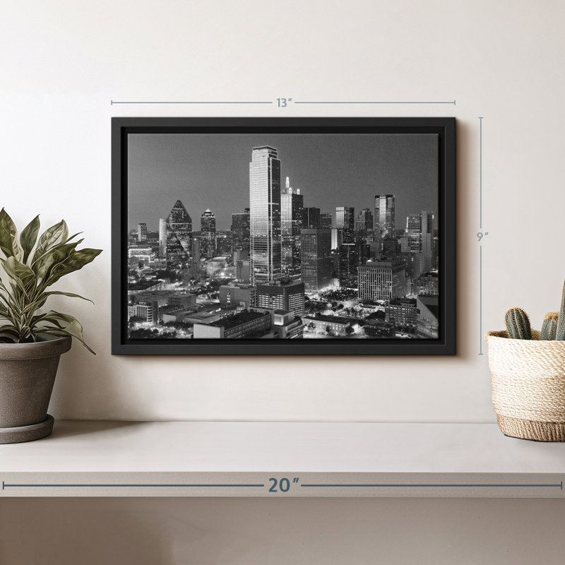 Impression sur toile monochrome, Dallas, Texas, H 9 po x l 13 po
