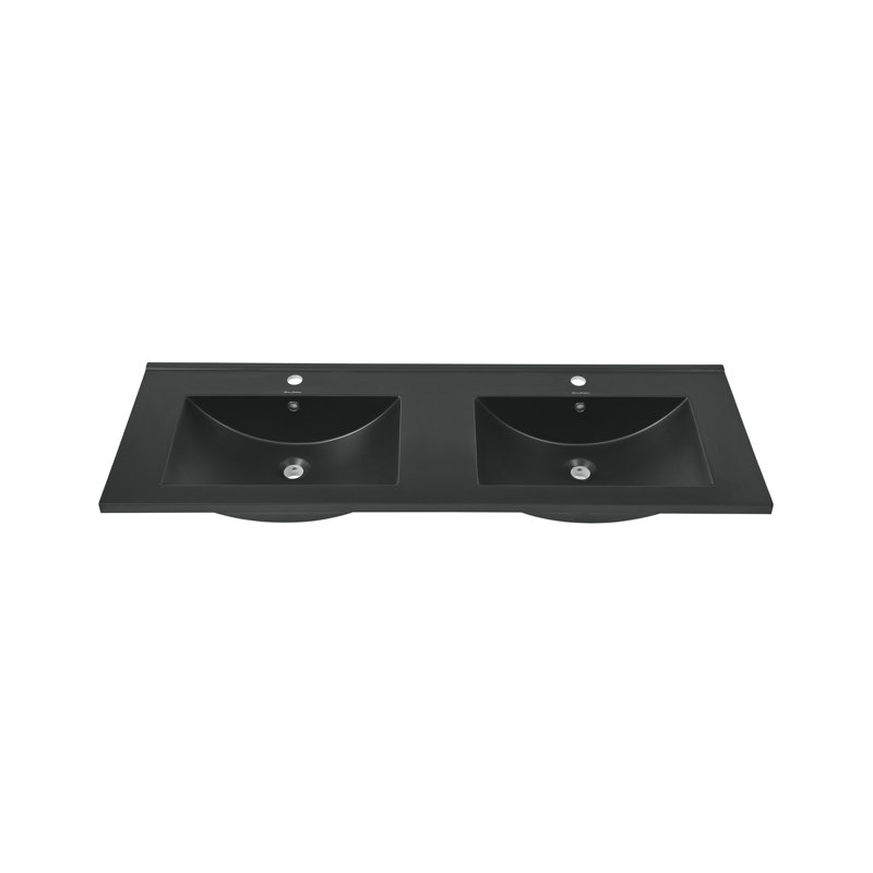 Comptoir de meuble-lavabo double 48 po noir mat, Noir, Monotrou