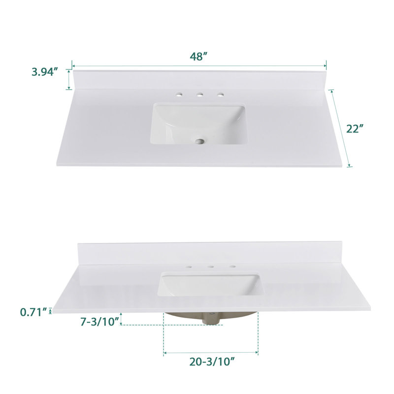 48'' Engineered Stone Single Bathroom Vanity Top with Sink