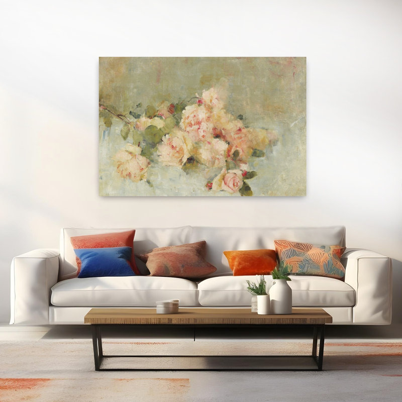Bouquet de roses, art printanier abstrait, H 60 po x l 40 po