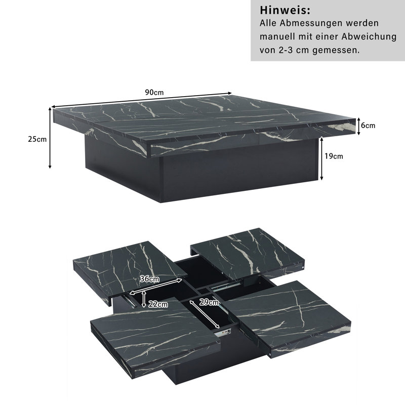 Coffee Table with Storage, Black
