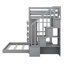 Lit superposé simple au-dessus d'un lit double avec escalier de rangement, structure de lit superposé en forme de L en bois avec 4 tiroirs et 3 tablettes pour enfants-815881150