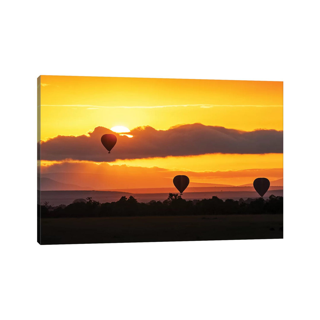 Hot Air Balloons In Surise Orange Africa Sky von Susan Richey - Gallery-Wrapped Canvas Giclée