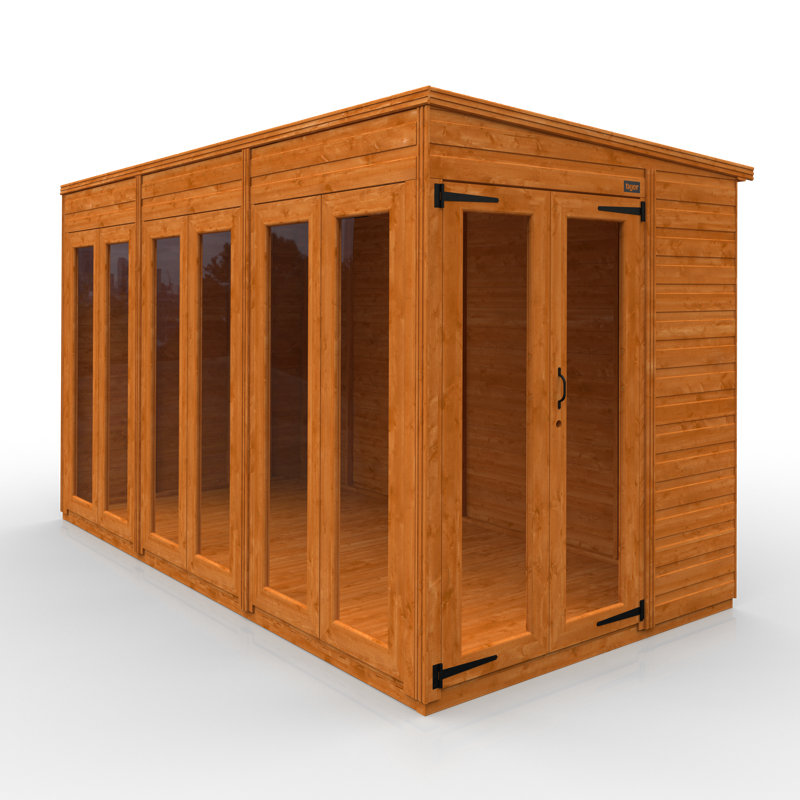 TigerFlex® Modular Buildings 12 ft. W x 6 ft. D Shiplap Pent Full Pane Summerhouse