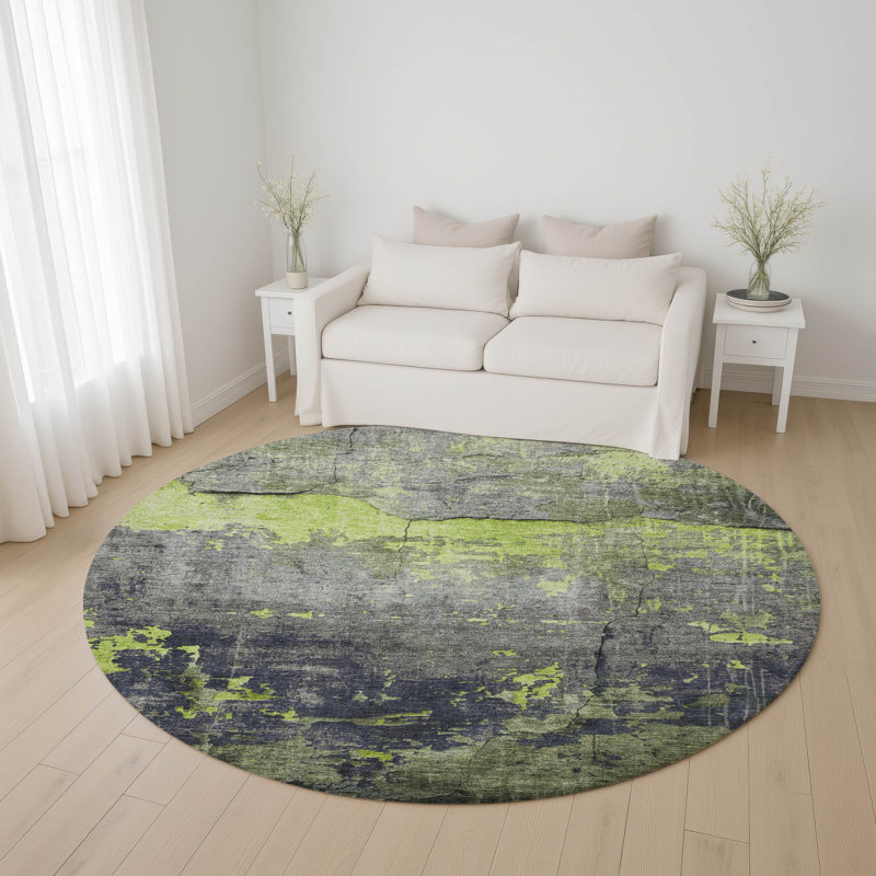 Premium Machine Washable Larrison AMF1780 Modern Rug, Round 8'