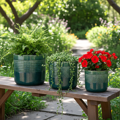 Indoor/Outdoor Modern Ceramic Pot Planter with Drainage Hole Set of 3