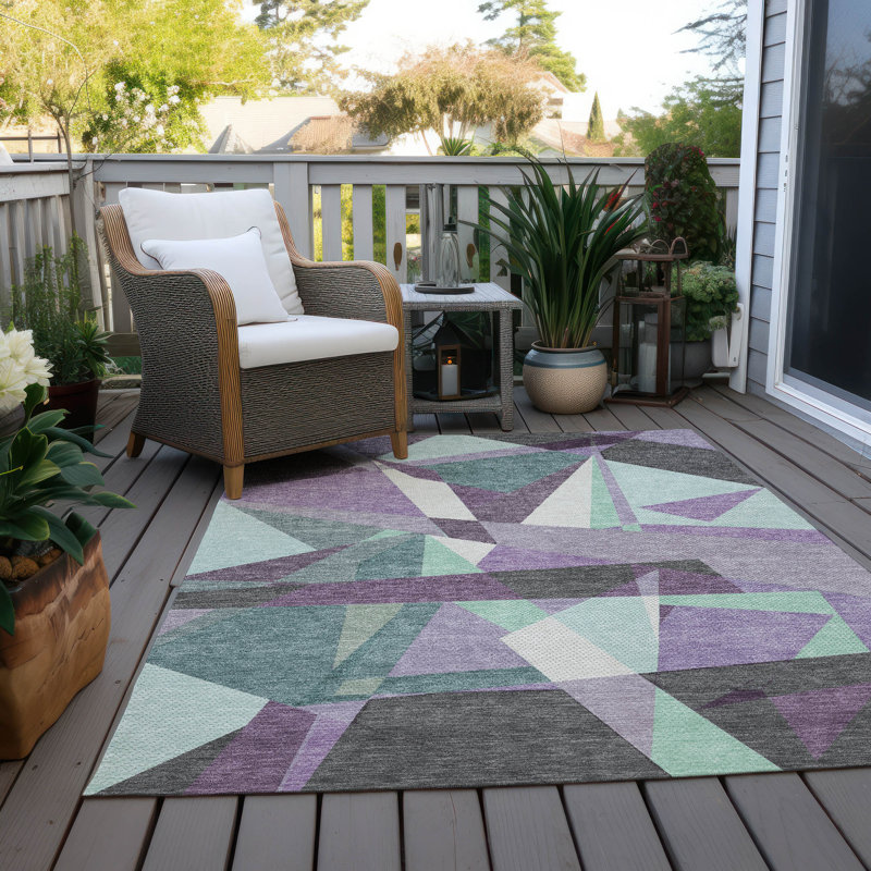 Tapis intérieur / extérieur mauve Shapevia - LOOMlan, 2 pi 6 po x 3 pi 10 po
