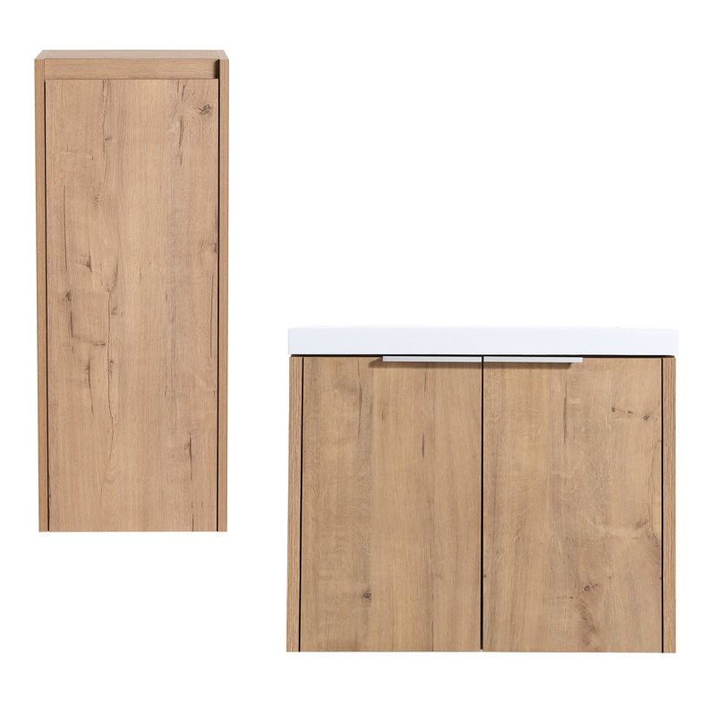Meuble-lavabo 24 po avec lavabo et armoire d'appoint, mécanisme, contreplaqué d'aspect contemporain, design, 24"