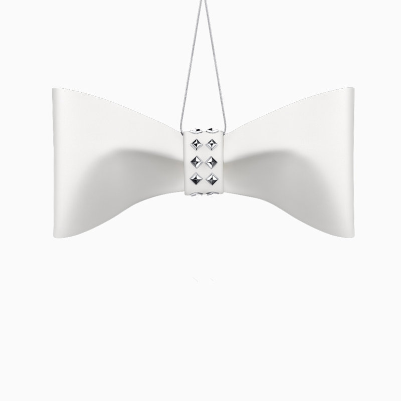 5'' Handmade Leather Bow, White/White