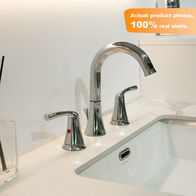 Widespread 2-Handle Bathroom Sink Faucet With Drain Assembly, Chrome