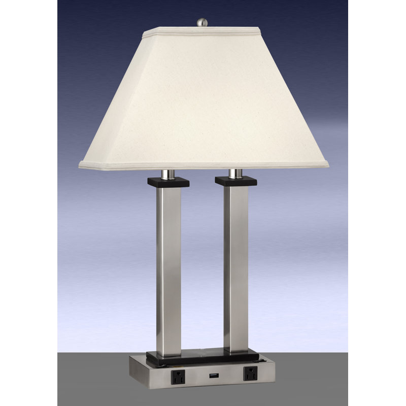 Square Post Metal USB Table Lamp