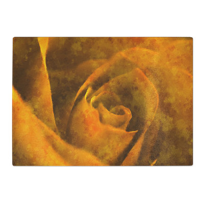 Tempered Glass Golden Rose Flower Chopping Board