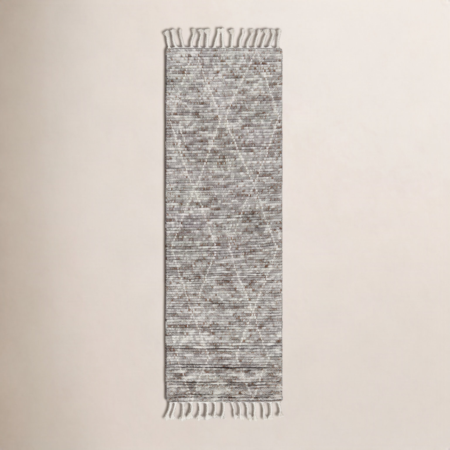 Talon Hand-Knotted Geometric Gray Rug, Runner 3' x 12'