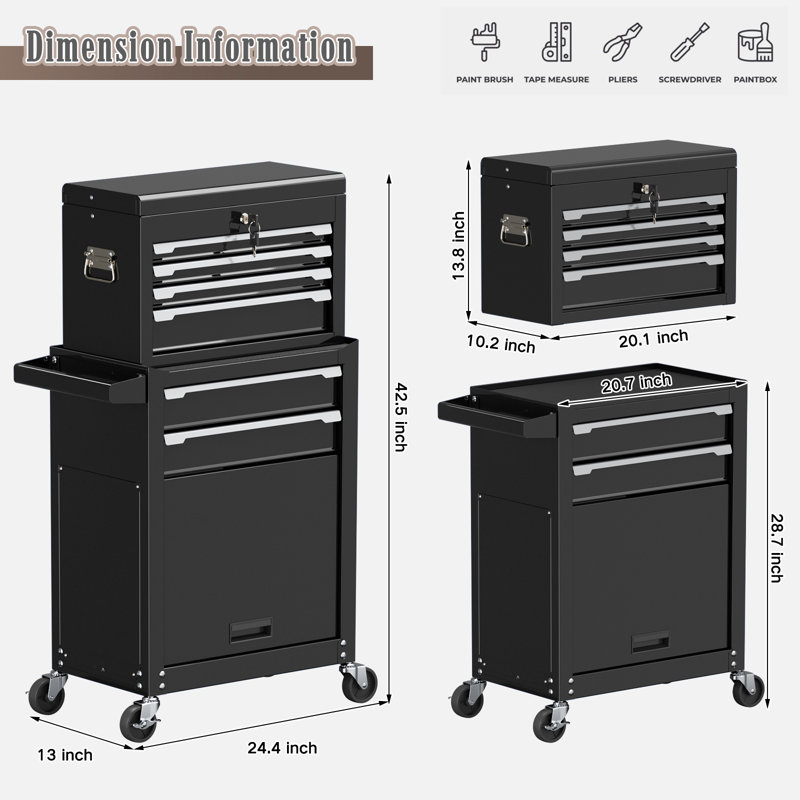 6-drawer Tool Chest, Black