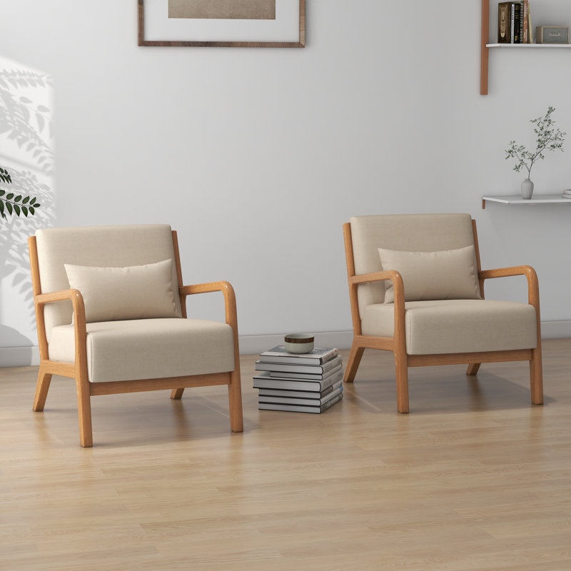 Chaise d'appoint Jyrin, Coton / lin beige, Naturel