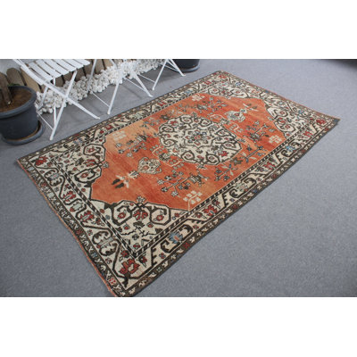 Tapis vintage rétro Anatolian avec motif rouge moderne pour décor de chambre à coucher bohémien