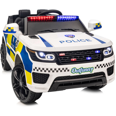 Electric Police Car for Kids, 12 Volt Kids Ride on Toy Car with Remote Control, Bluetooth, Megaphone