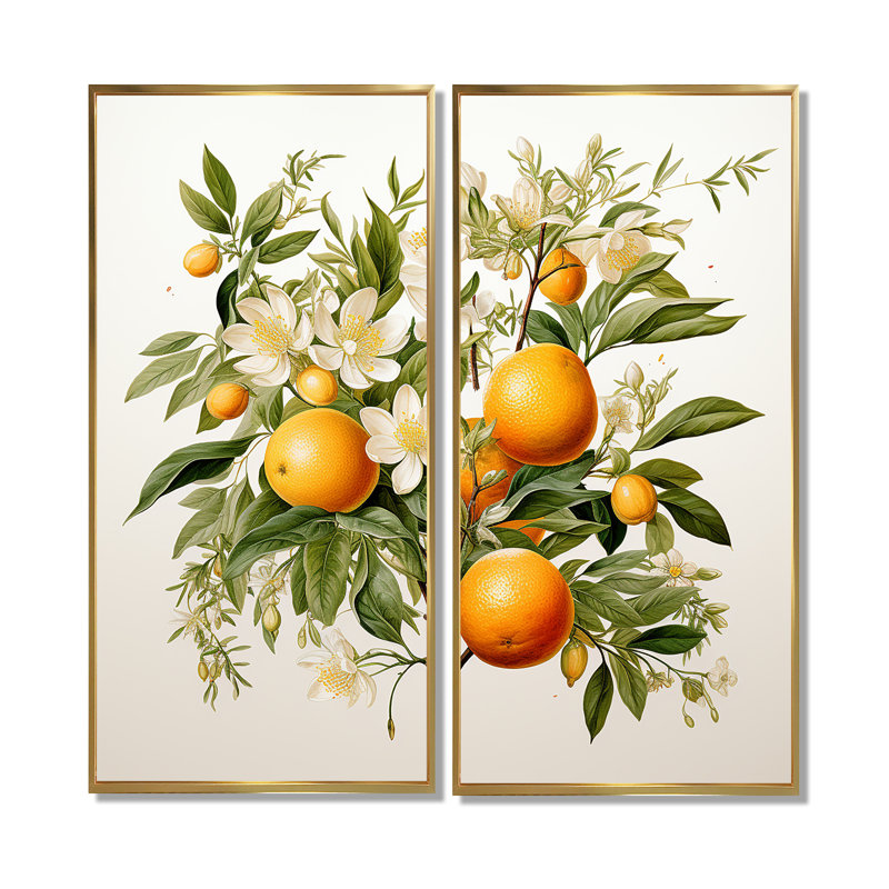 Orange Tree - Yellow Canvas Prints, Floater Framed Print without Mat, 40" H x 40" W, Gold