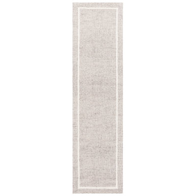Narragansett Ebony Hand Tufted Wool/Cotton Striped Rug in Grey/Ivory