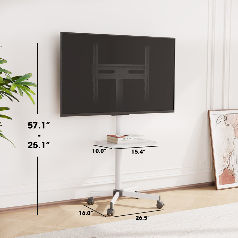 Meuble télé mobile avec roulettes Abbing, Blanc