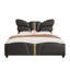 Structure de lit rembourrée en similicuir, avec tête et pied de lit en forme de papillon, structure de lit plateforme avec décorations en métal-609708399-609708396