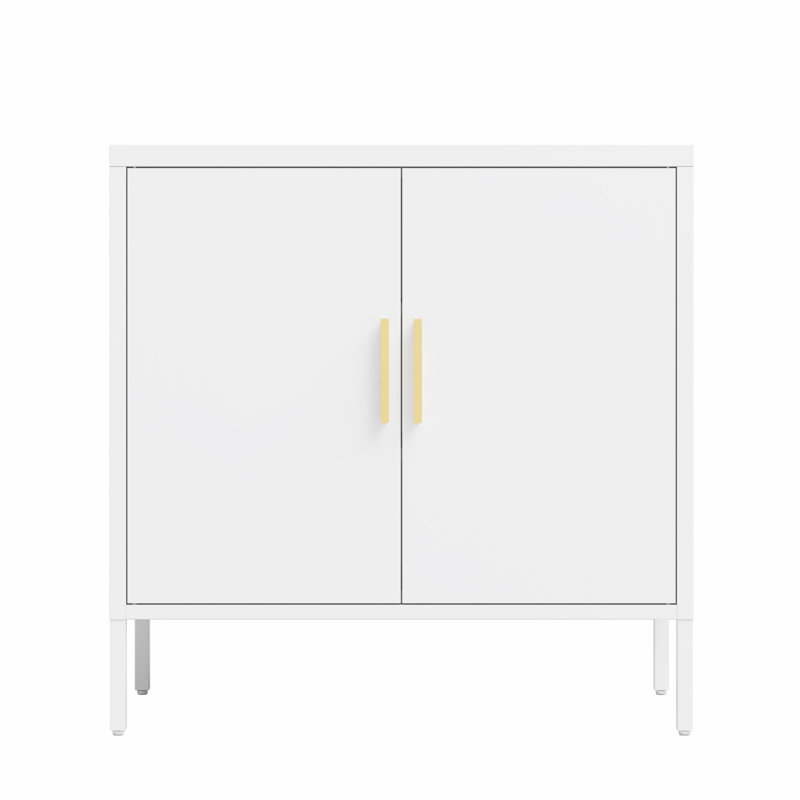 Filing Cabinet With Doors And Adjustable Shelves, Steel Garage Storage Cabinet For Home Office School Gym, White