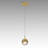 1-Light Single LED Crystal Sphere Adjustable Direction Pendant Light Titanium Gold Finish for Bedroom