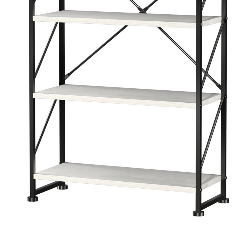 5 Level White Black Bookcase