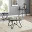 Table basse à surface en verre trempé avec construction robuste pour le salon (noir rustique)