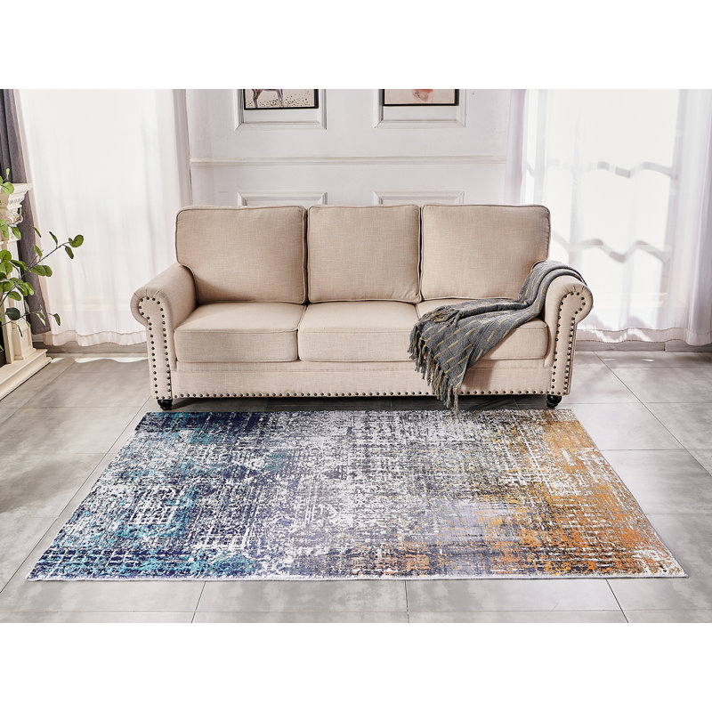 Tapis gris très doux lavable à la machine Collection Abstract Design, Rectangle 6 pi x 9 pi