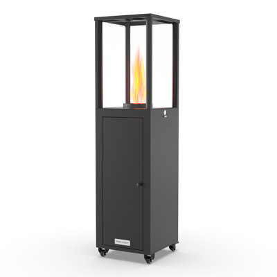 54"H Wood Pellets Standing Patio Heater With Wheels & Fans Control