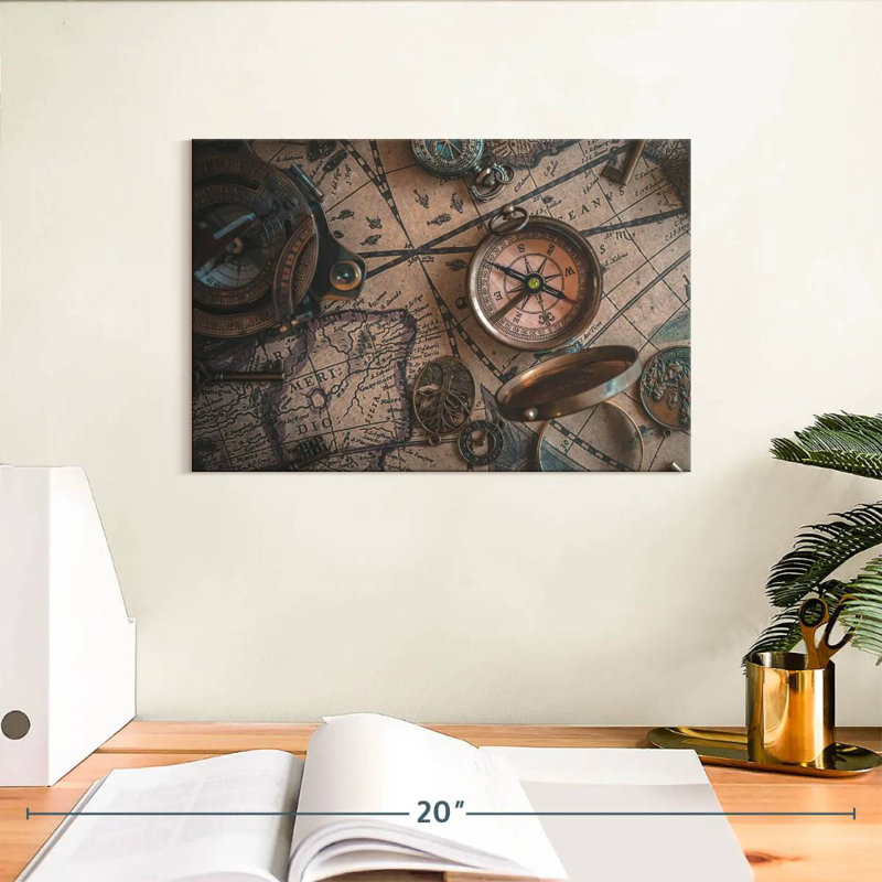 Aletra Map Compass, 8" H x 12" W