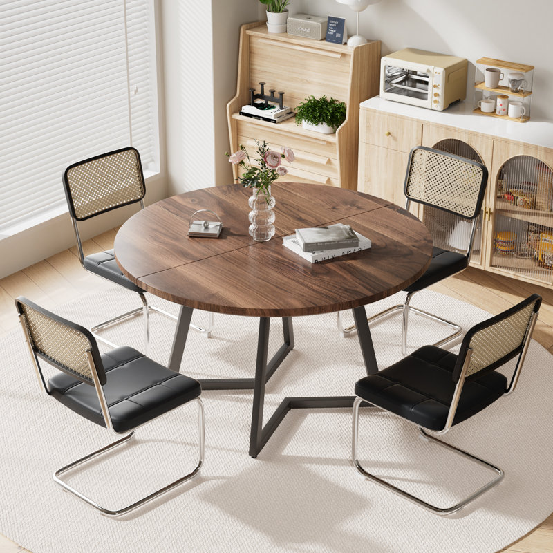 Ensemble de table de salle à manger rond pour 4-6, 5, Noir