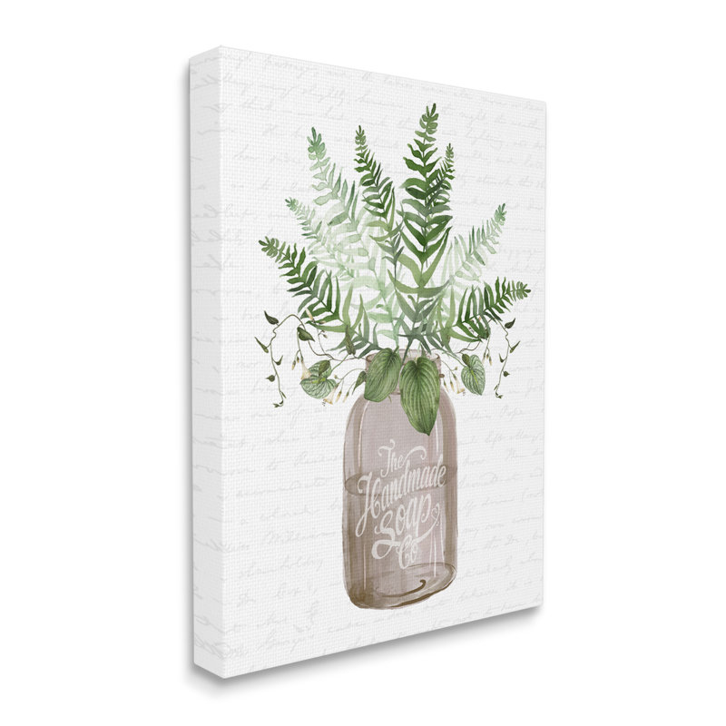 " Mixed Green Leaves Botanical Bouquet Jar Cursive " by Lettered And Lined, 20" H x 16" W x 1.5" D