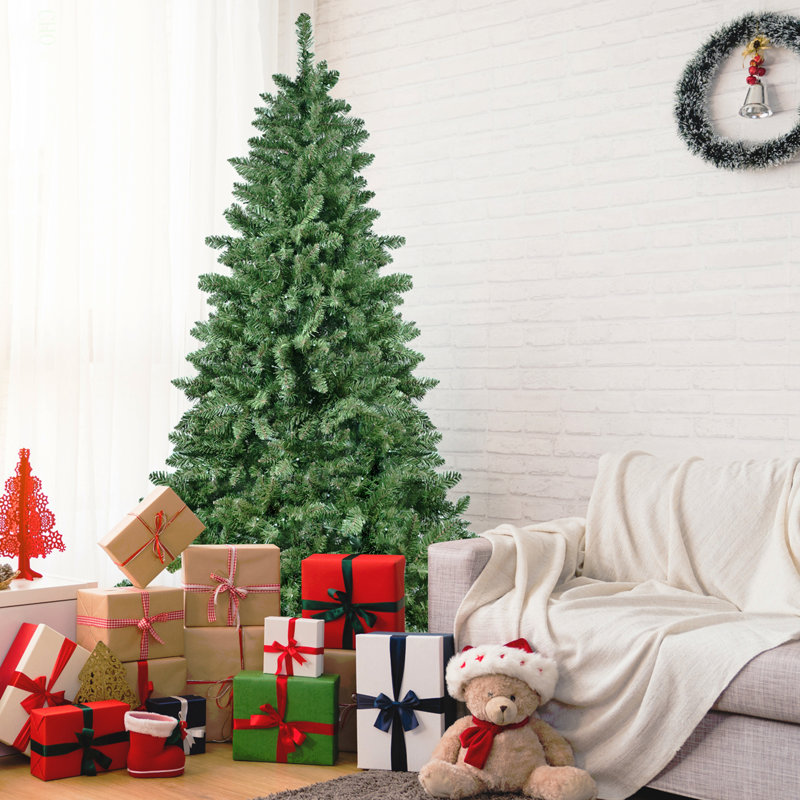 Arbre de Noël de 7 pi avec 400 lumières DEL RVB contrôlées par le Wi-Fi, 1063 pointes en PVC, 38 fonctions d'éclairage, synchro musicale, structure à charnières et support en métal - arbre des Fêtes contrôlé par une application intelligente