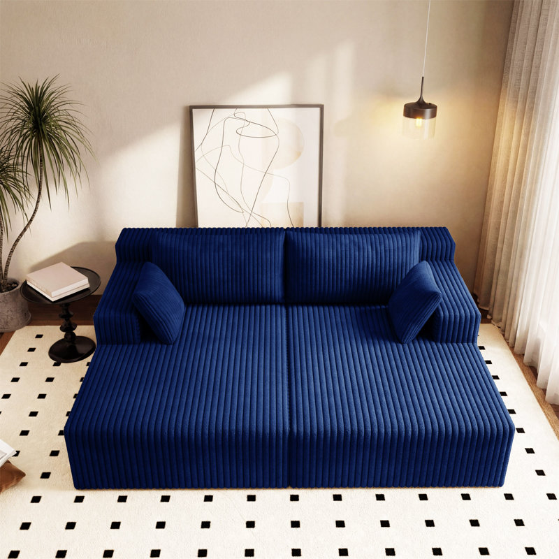 Canapé modulaire avec méridienne Cloud, Bleu