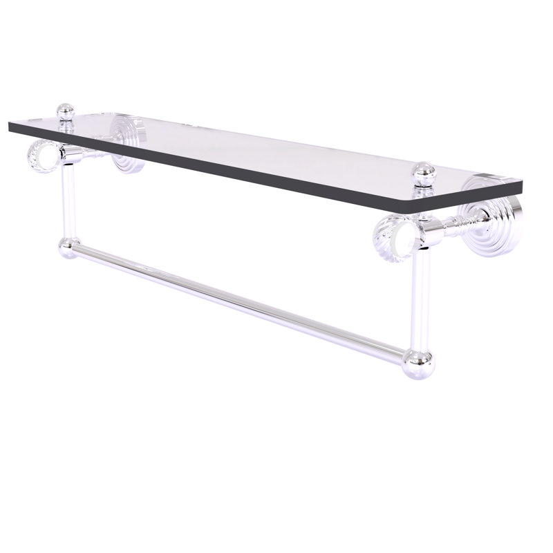 Étagère murale en verre Jarrell, H 5,12 po x l 22 po x P 6,4 po, Chrome poli