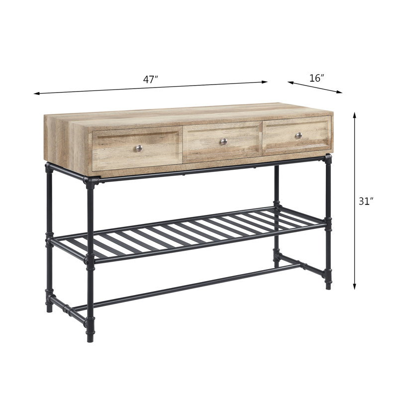 Table élégante avec finition chêne et support en métal robuste