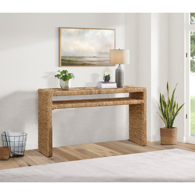 Claybrook Natural Rectangular Sofa Console Table With Storage