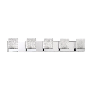 Kendall ASTRON 5-Light LED Chrome Vanity Light with Frosted Glass for Modern Bathrooms