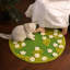 Fairela - Tapis floral pour chat en sisal - Tapis rond antidérapant pour animaux de compagnie et fleurs avec fleurs 3D