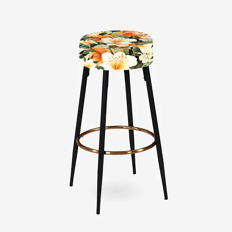 Papaya Dreams Tropical Motif III - Ensemble de 2 tabourets de bar tropicaux
