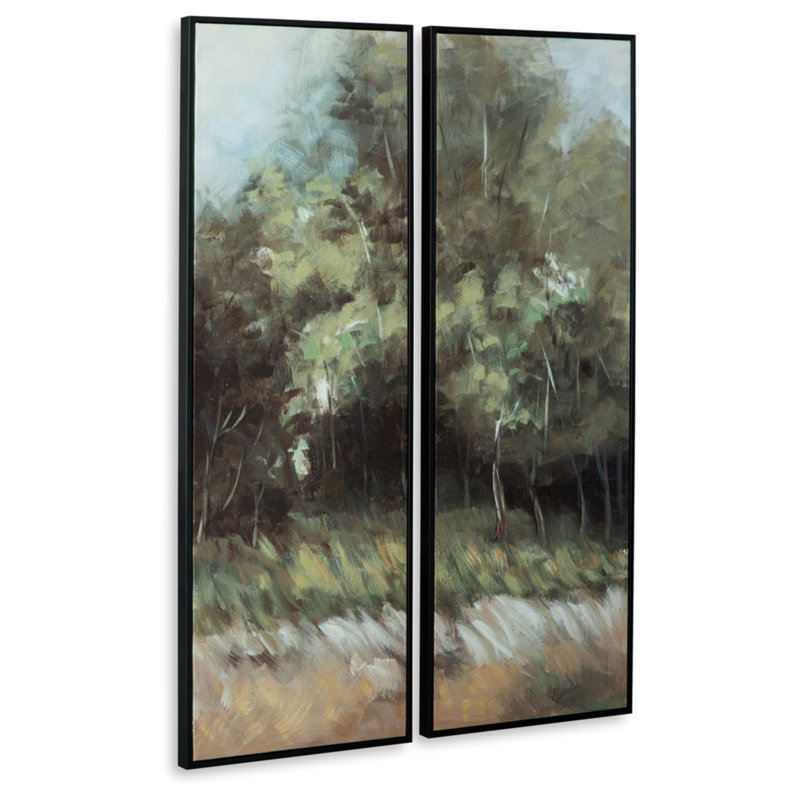 Dansot Green and Brown Treescape Canvas Wall Art Set