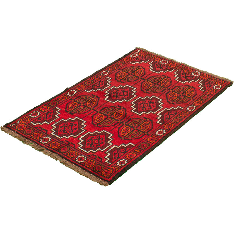 Tapis rouge en laine noué à la main