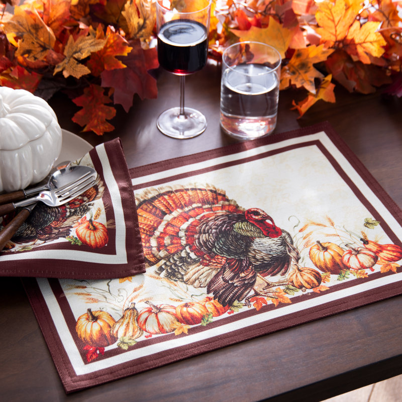 Goldene Turkey Thanksgiving Polyester Rectangle Placemat